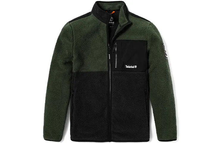 Timberland Velvet Jackets Men's Green Stand Collar Thickened