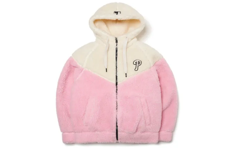 MLB Velvet Jackets Unisex Pink White Hooded Moderate