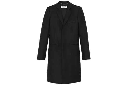 SAINT LAURENT Coats Men's Black Suit Collar Moderate Straight Fit