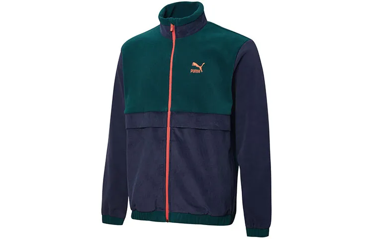 PUMA Velvet Jackets Men's Tweed Blue Stand Collar Thickened