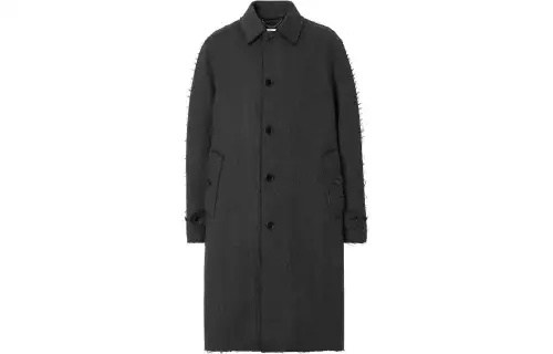 Burberry Coats Men's Charcoal Gray Lapel Moderate Straight Fit