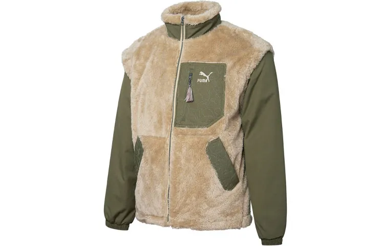 PUMA Velvet Jackets Men's Khaki Stand Collar Moderate