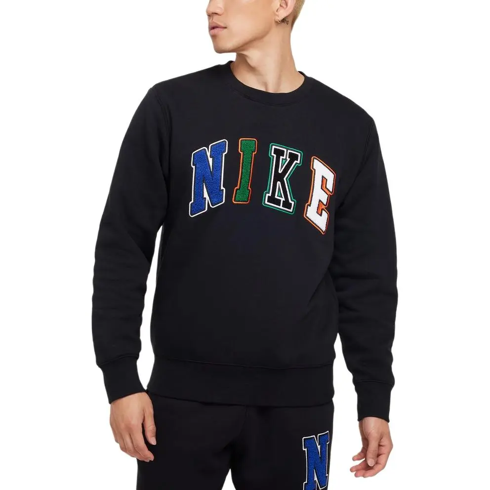 Nike Sweatshirts Men's Black Crew Neck Moderate Straight Fit