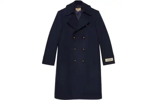 GUCCI Logo Patch Double-Breasted Coat