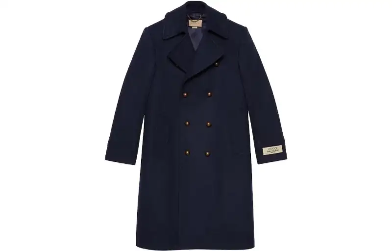 GUCCI Logo Patch Double-Breasted Coat