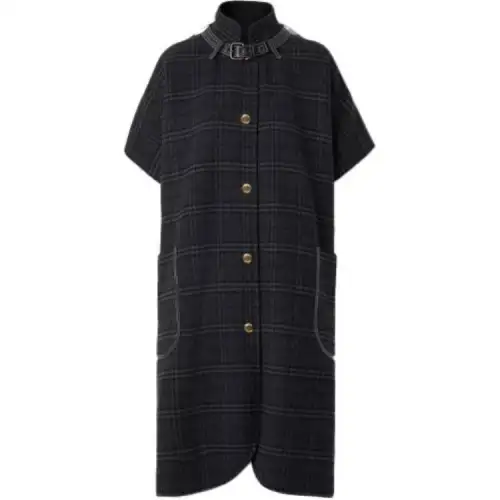 Burberry Coats Men's Dark Charcoal Gray Stand Collar Moderate