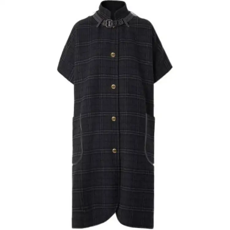 Burberry Coats Men's Dark Charcoal Gray Stand Collar Moderate