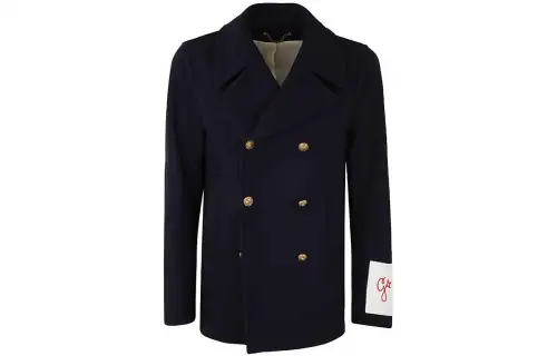 【Previous Season】logo-patch double-breasted jacket