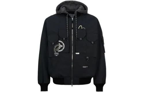 EVISU Jackets Men's Black Hooded Moderate Other