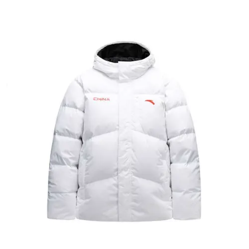 ANTA Down Jackets Unisex White Hooded Moderate Puffer Jacket