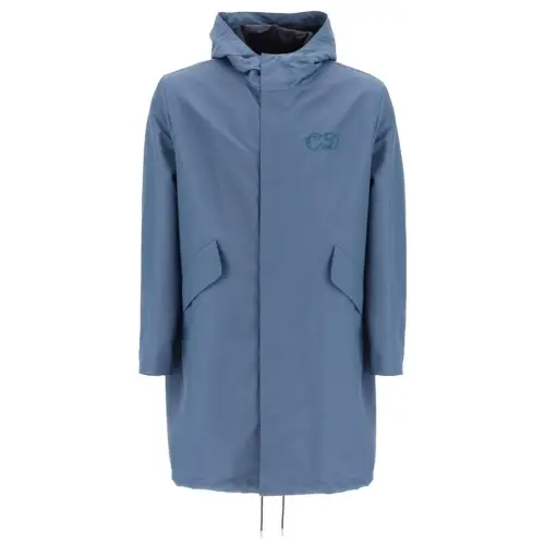 DIOR Coats Men's Blue Hooded Moderate Straight Fit