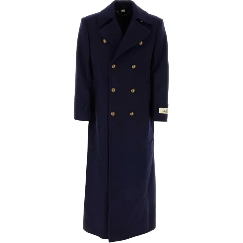 GUCCI Coats Men's Marine Blue Lapel Moderate