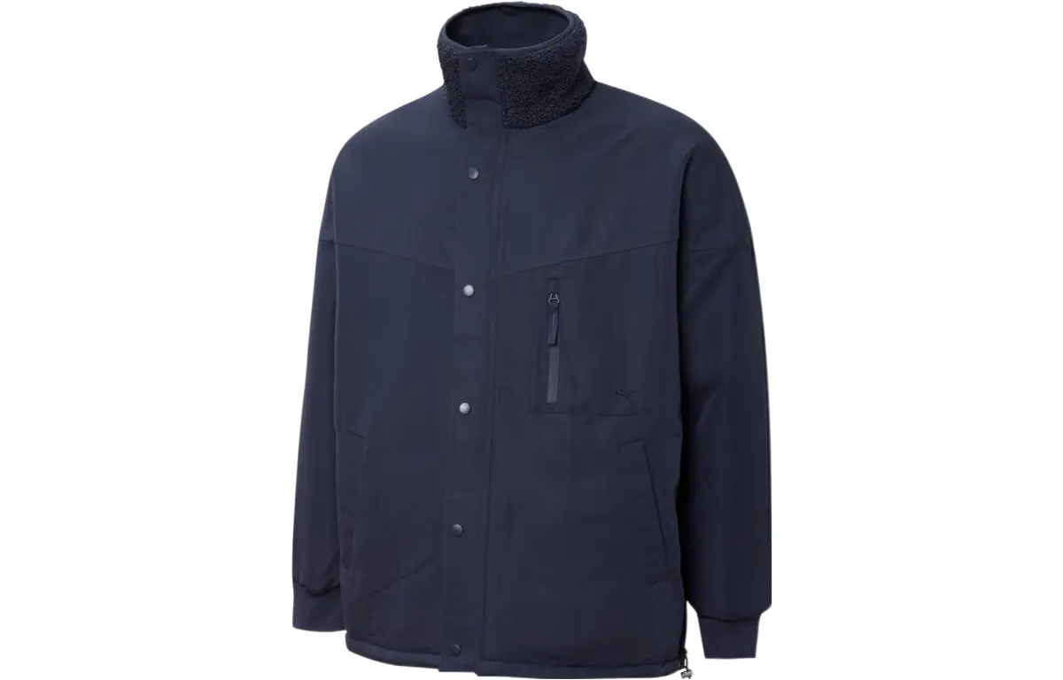 PUMA MMQ Velvet Jackets Unisex Blue Stand Collar Moderate