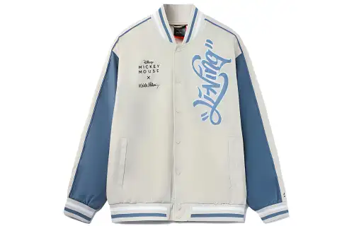 Li Ning X Disney Baseball Jerseys Men's White Baseball Collar Moderate Straight Fit