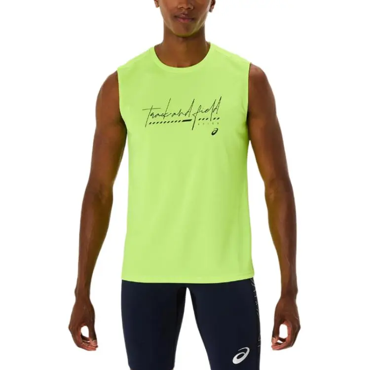 ASICS Tank Tops Men's Yellow Crew Neck Moderate Other