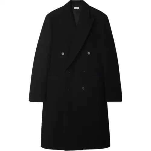 Burberry Coats Men's Black Lapel Moderate Straight Fit