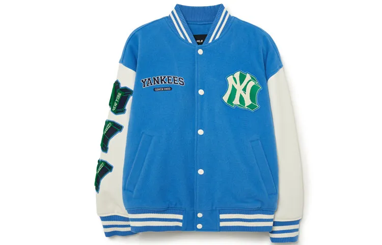 MLB Jackets Men's Blue Baseball Collar Moderate Straight Fit