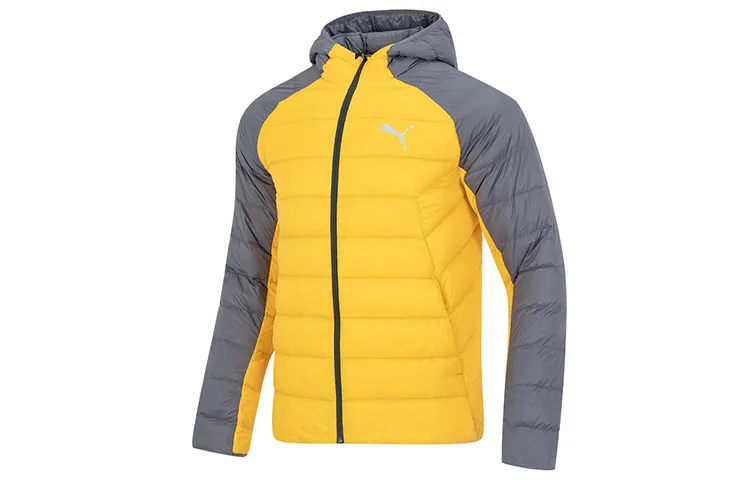 PUMA Down Jackets Men's Yellow Hooded Moderate Straight Fit