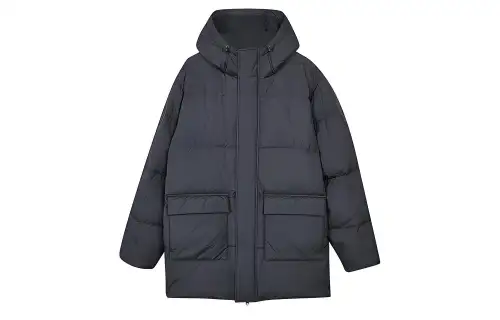Skechers Down Jackets Unisex Ink Gray 00W5 Hooded Moderate Quilted Down Jacket