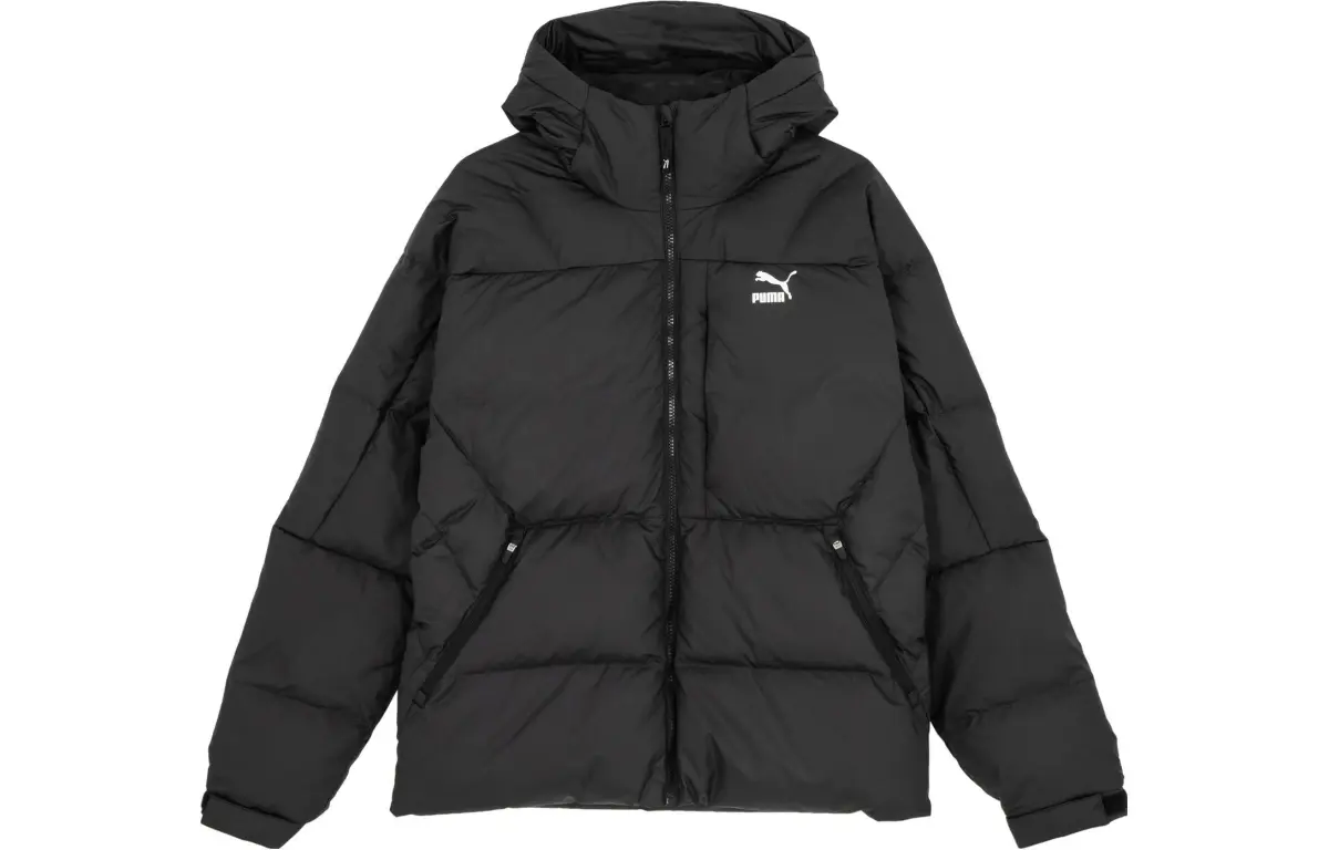 PUMA MCFC Down Jackets Men's Black Hooded Moderate Straight Fit