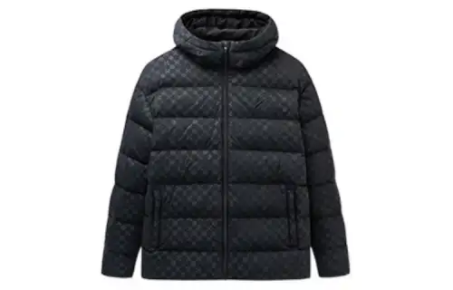 ANTA Basketball Collection Down Jackets Men's Matte Black Hooded Thickened Puffer Jacket