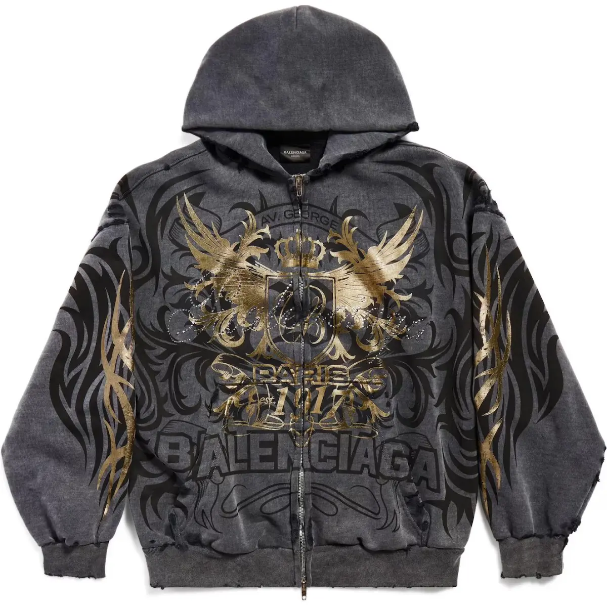 Balenciaga Logo Detailed Zip-Up Jacket