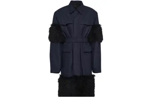 PRADA Coats Men's Dark Blue Moderate