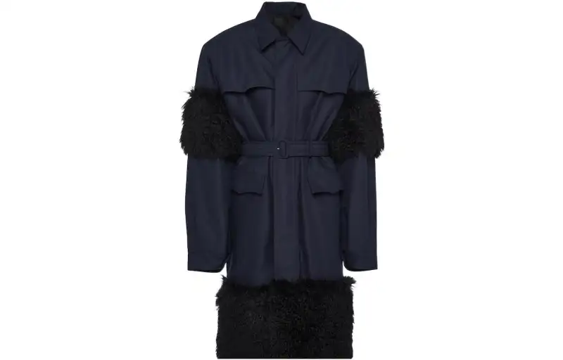 PRADA Coats Men's Dark Blue Moderate