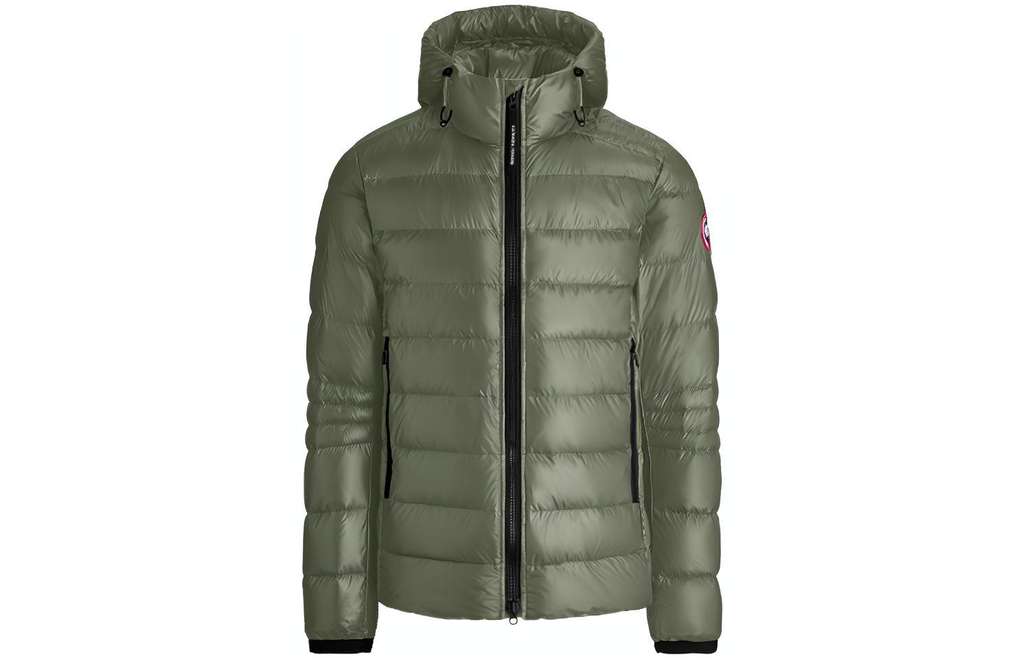 Canada Goose Waterproof windproof ultra light glossy badge with hood, short long-sleeve, green down jacket with zipper for men and women, with your logo imprint