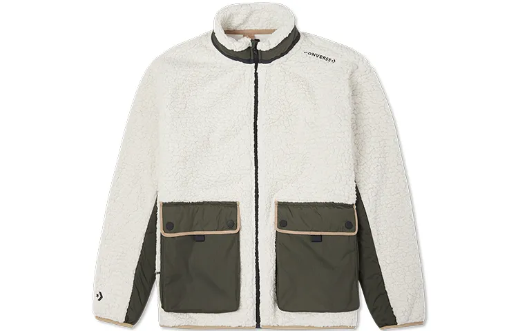 Converse Velvet Jackets Men's White Stand Collar Moderate