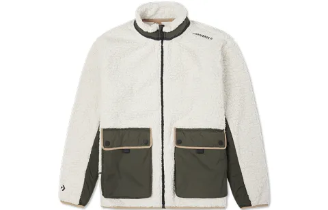 Converse Velvet Jackets Men's White Stand Collar Moderate