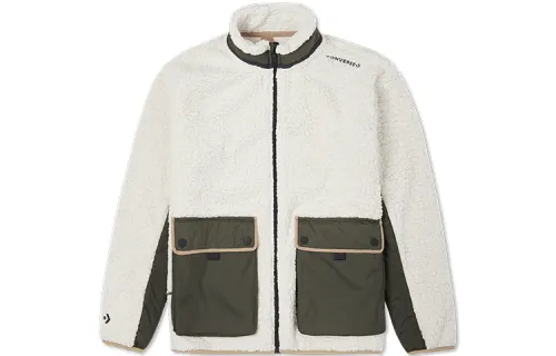 Converse Velvet Jackets Men's White Stand Collar Moderate