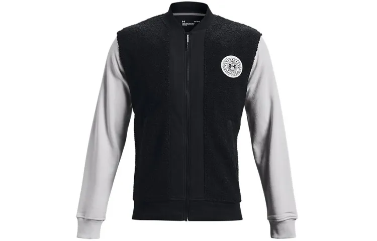 Under Armour Velvet Jackets Men's Black Baseball Collar Moderate Straight Fit