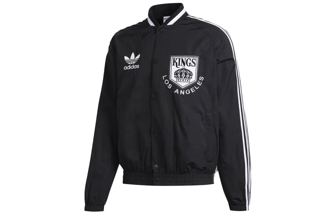Adidas Originals Baseball Jackets Men's Black Stand Collar Moderate Straight Fit