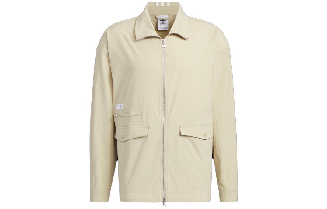 Adidas originals x Notitle joint series FW23 adidas originals clothing solid color adjustable drawstring zipper lapel workwear multi-pocket sports outdoor casual jacket men's milky white