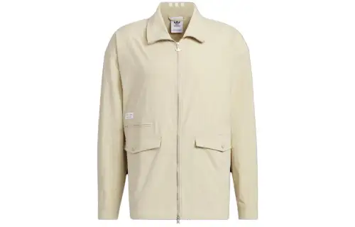 Adidas originals x Notitle joint series FW23 adidas originals clothing solid color adjustable drawstring zipper lapel workwear multi-pocket sports outdoor casual jacket men's milky white