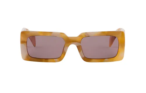 PRADA Acetate Rectangular Sunglasses Women's Yellow