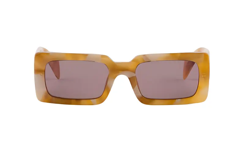 PRADA Acetate Rectangular Sunglasses Women's Yellow