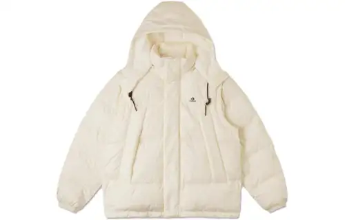 Converse Down Jackets Unisex Ivory Hooded Moderate Down Jacket