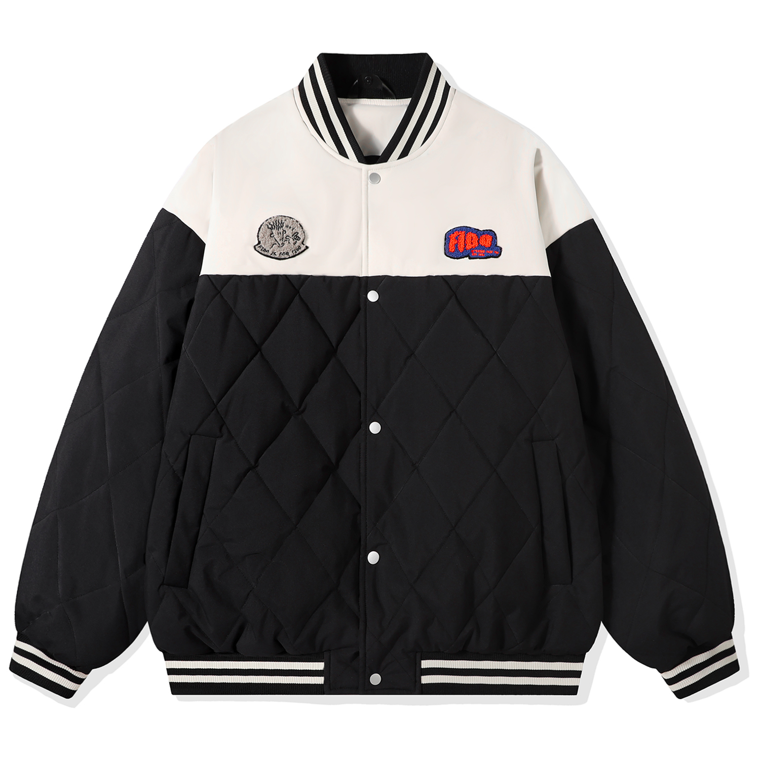 FIDO DIDO Puffer Jackets Unisex Baseball Collar Thickened