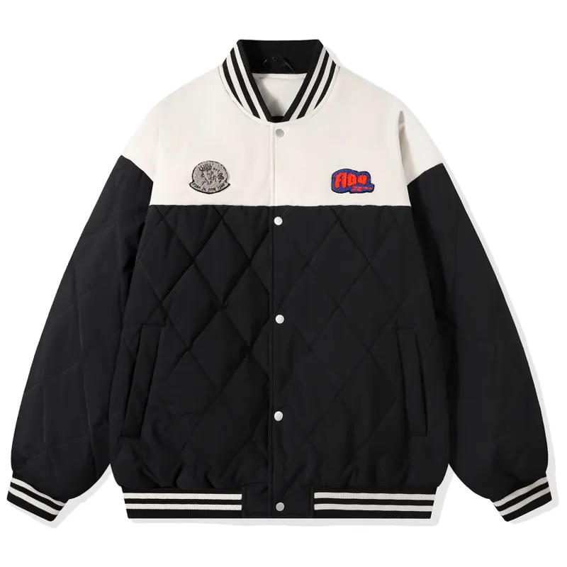 FIDO DIDO Puffer Jackets Unisex Baseball Collar Thickened