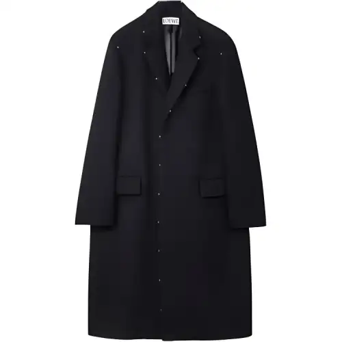 LOEWE Coats Men's Black Lapel Moderate Straight Fit
