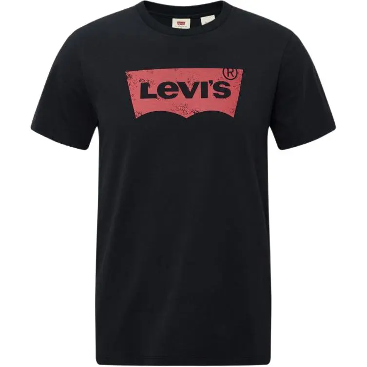 Levi's T-Shirts Men's Black Crew Neck Moderate Straight Fit