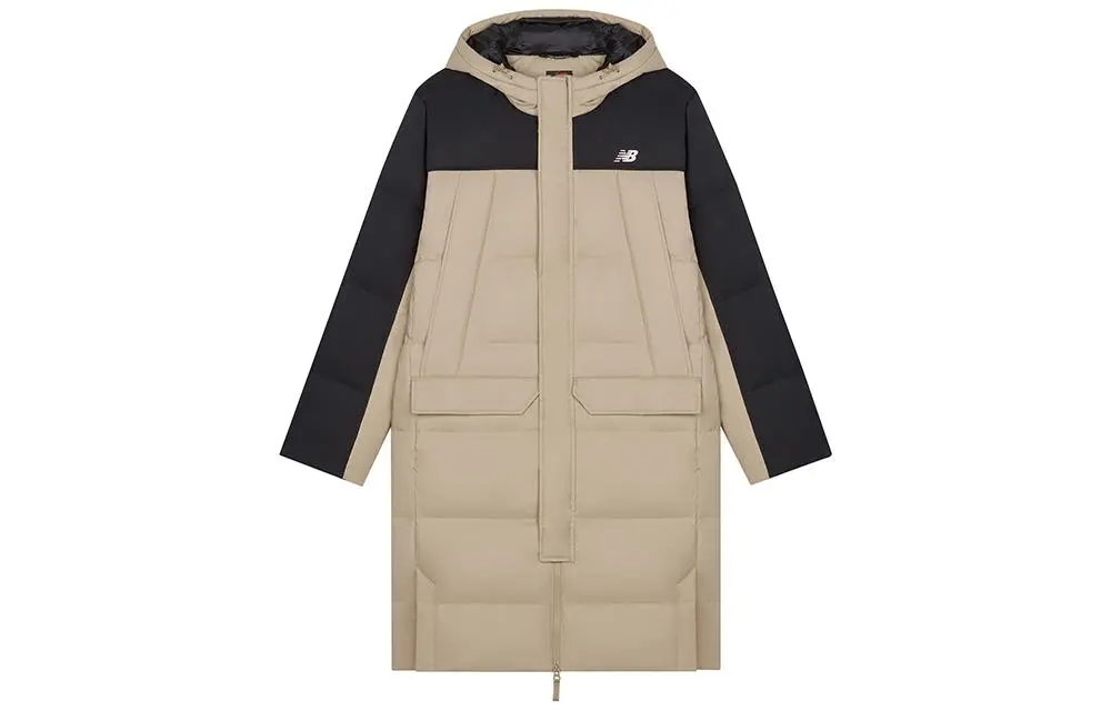 New Balance Sports Life Collection Down Jackets Men's Khaki Hooded (Non-detachable) Moderate Straight Fit