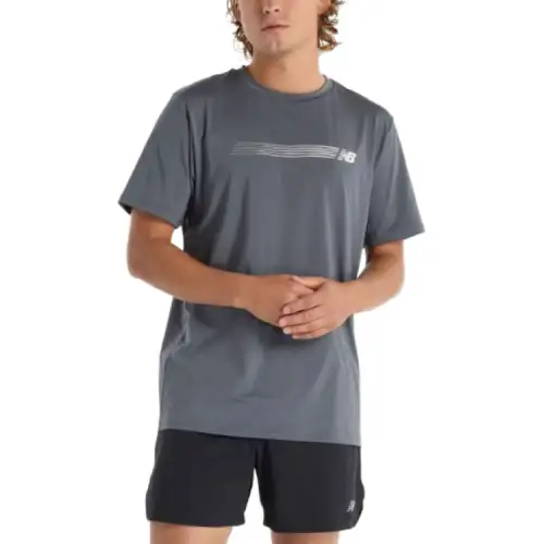 New Balance Linear SS25 T Shirt Men's Gray