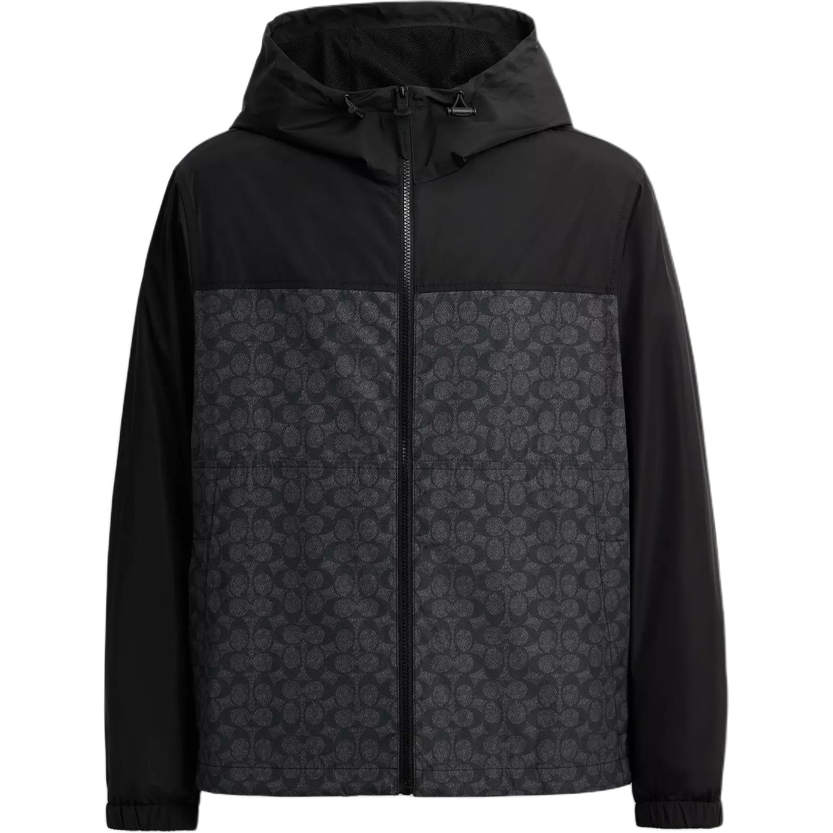 Мужская куртка COACH Signature Full Zip Windbreaker (черная)