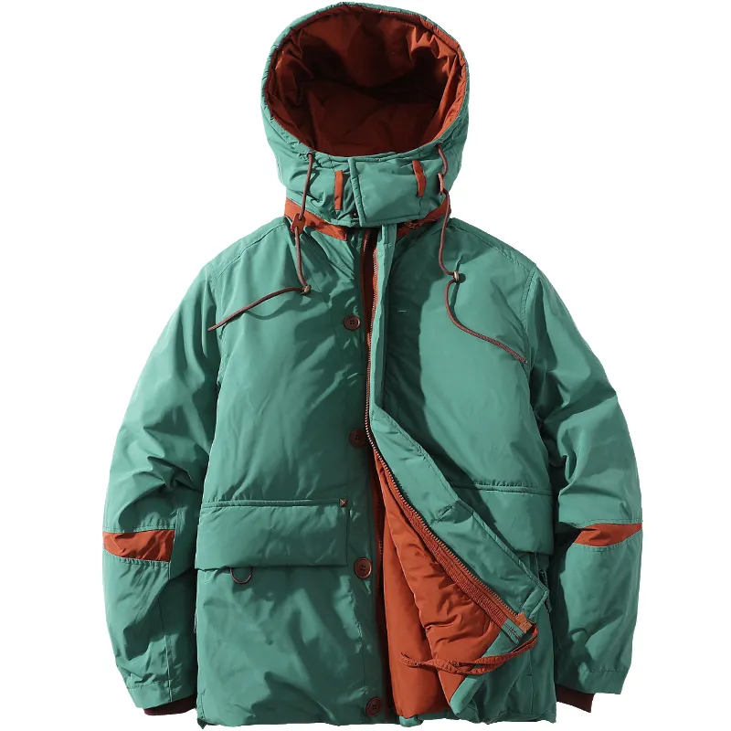A SQUARE ROOT Warm water repellent down jacket with zipper for men and women, loose fit