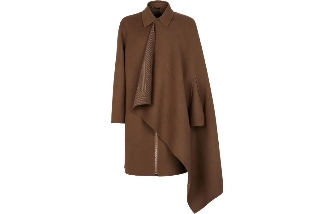 FENDI Coats Men's Brown Lapel Moderate Straight Fit