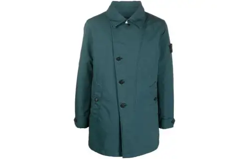 STONE ISLAND Coats Men's Green Lapel Moderate Straight Fit
