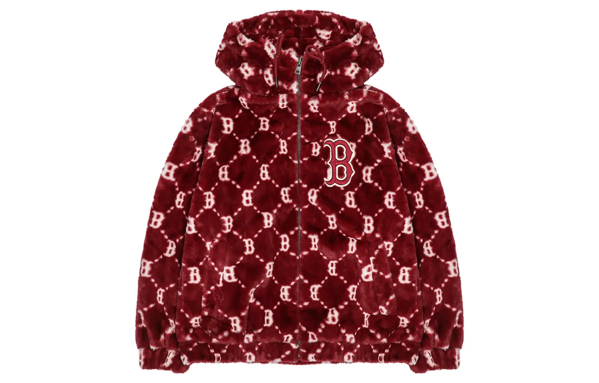 MLB Velvet Jackets Unisex Burgundy Hooded (Non-detachable) Moderate